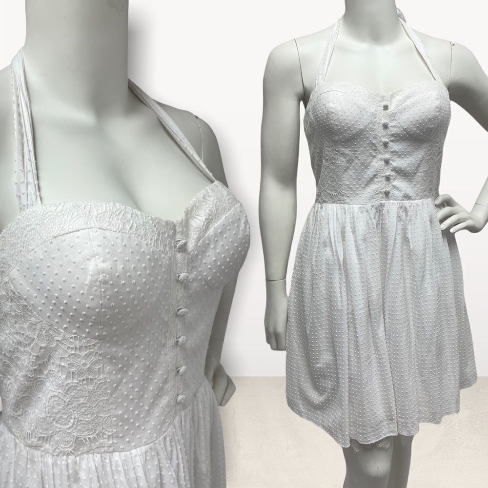 Betsey Johnson White Tie Around Neck Dress